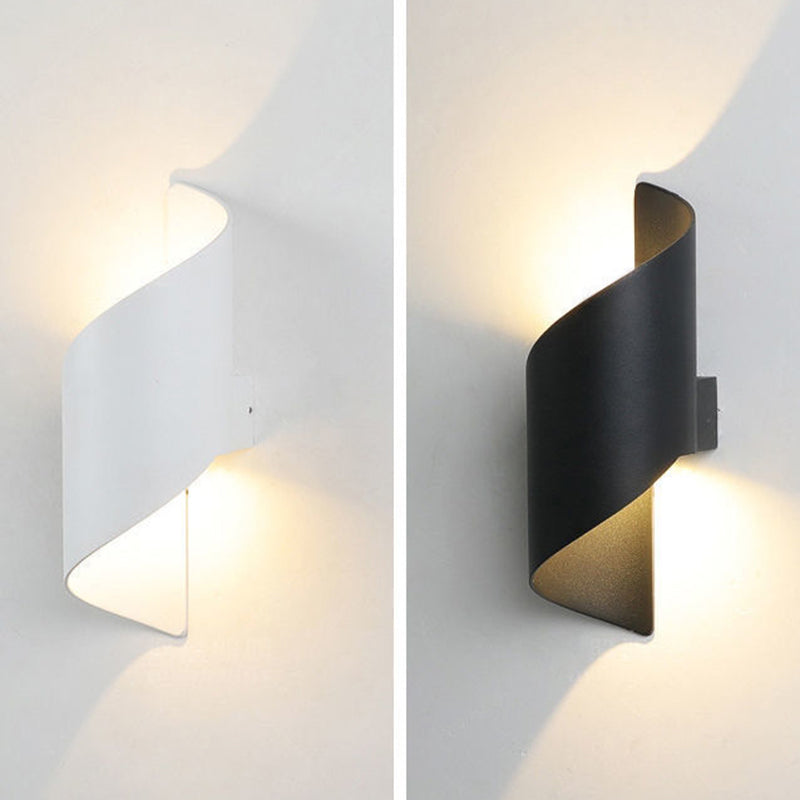Modern Style Wrapped Shape Wall Sconce Metal 2 Light Sconces for Outdoor