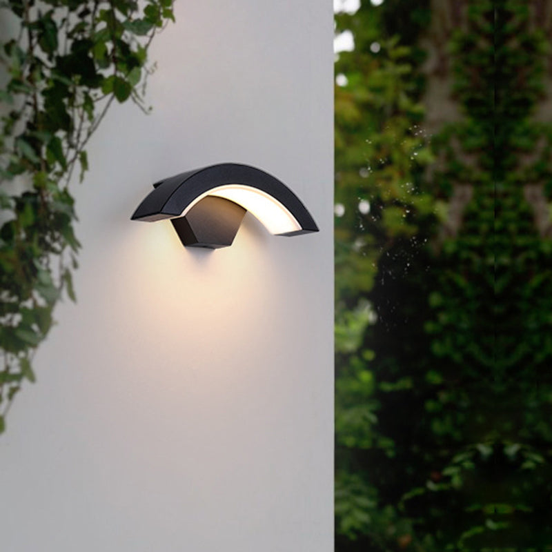 Modern Style Wall Sconce Metal 1 Light Sconces in Black for Outdoor