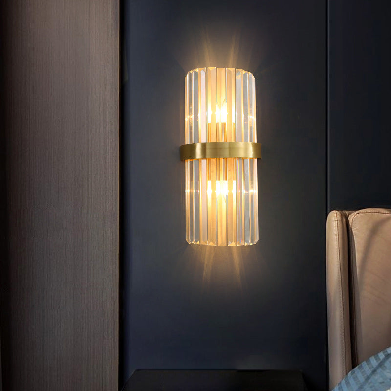 2-Light Geometric Wall Sconces Modern Crystal Wall Lamp for Bedroom