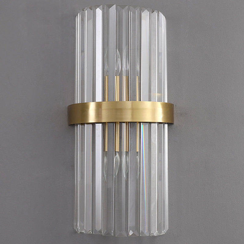 2-Light Geometric Wall Sconces Modern Crystal Wall Lamp for Bedroom