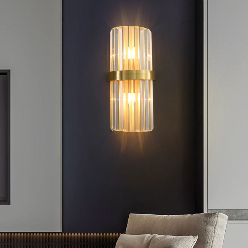 2-Light Geometric Wall Sconces Modern Crystal Wall Lamp for Bedroom