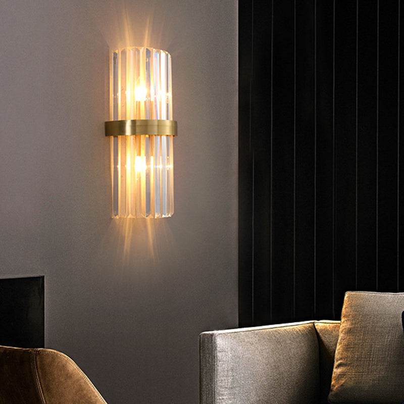2-Light Geometric Wall Sconces Modern Crystal Wall Lamp for Bedroom