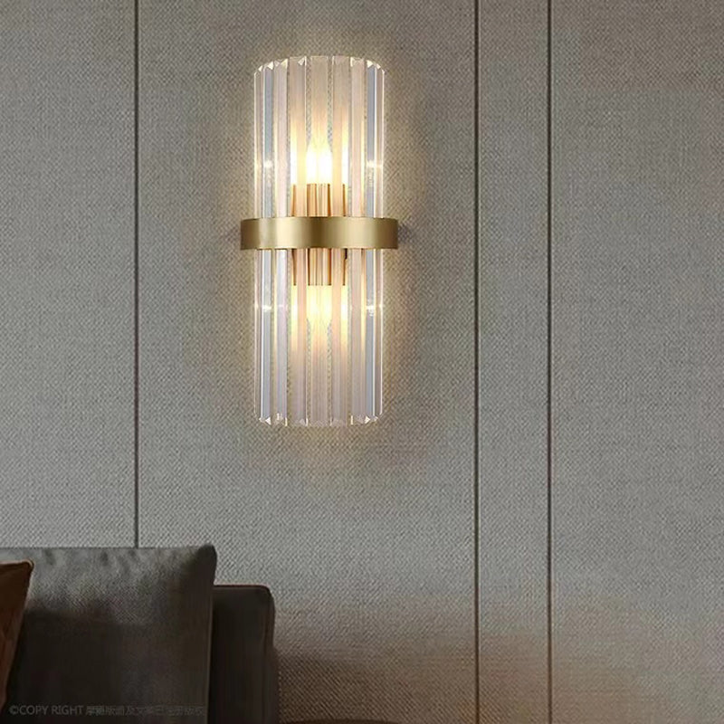 2-Light Geometric Wall Sconces Modern Crystal Wall Lamp for Bedroom
