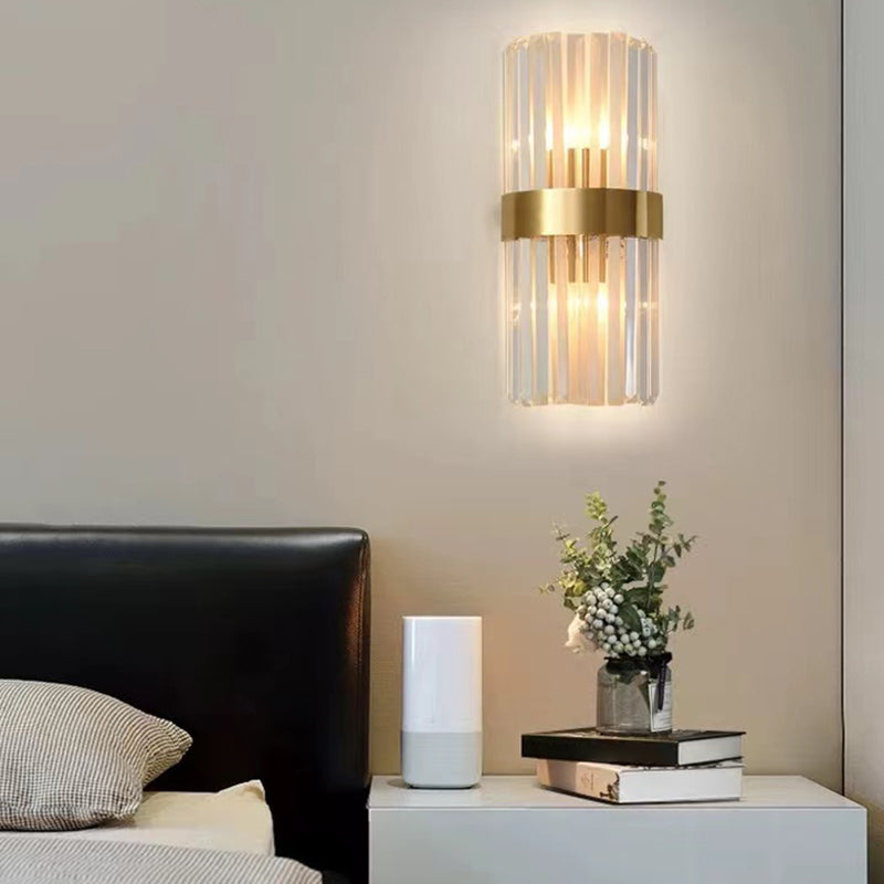 2-Light Geometric Wall Sconces Modern Crystal Wall Lamp for Bedroom