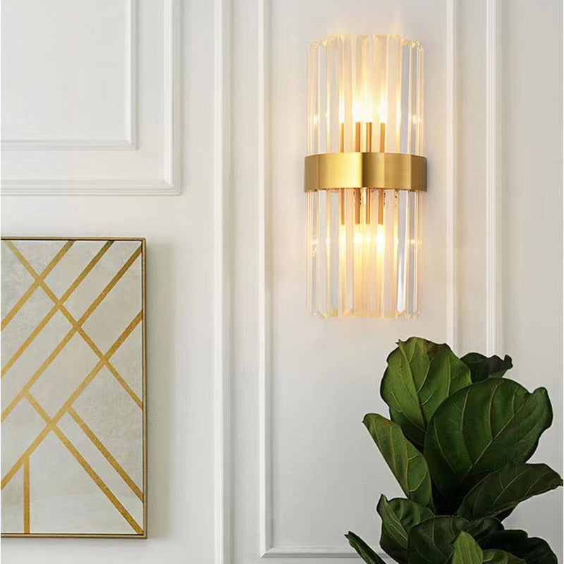 2-Light Geometric Wall Sconces Modern Crystal Wall Lamp for Bedroom