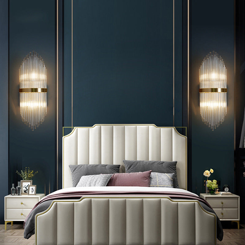 2-Light Geometric Wall Lamp Modern Crystal Sconce Light for Living Room