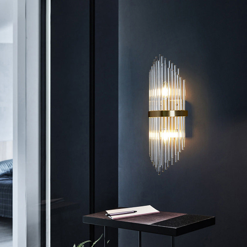 2-Light Geometric Wall Lamp Modern Crystal Sconce Light for Living Room