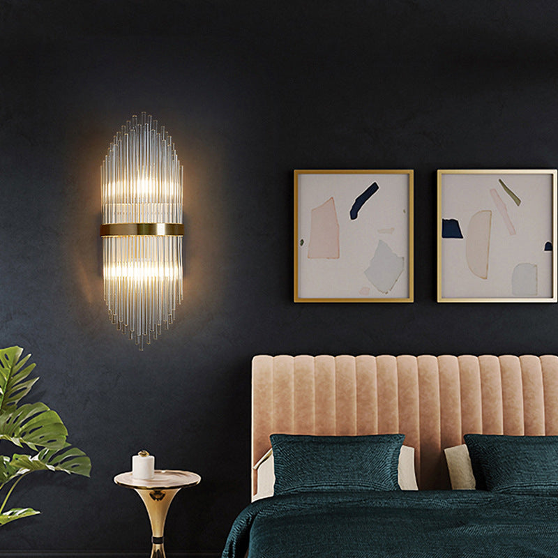 2-Light Geometric Wall Lamp Modern Crystal Sconce Light for Living Room