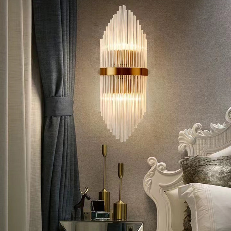 2-Light Geometric Wall Lamp Modern Crystal Sconce Light for Living Room