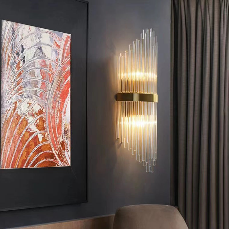 2-Light Geometric Wall Lamp Modern Crystal Sconce Light for Living Room