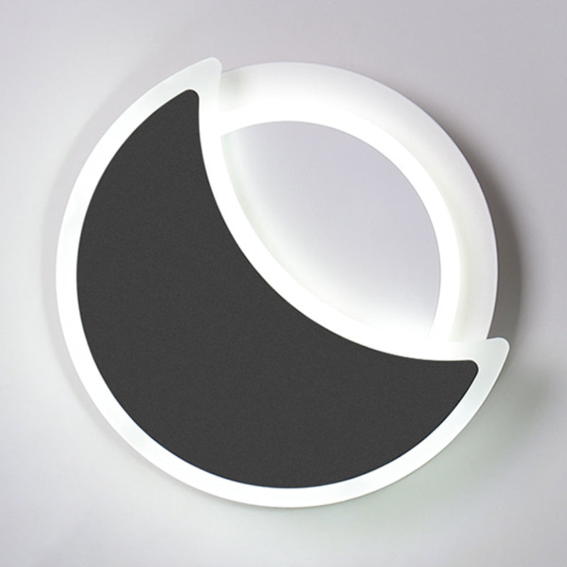 Disk Shape Wall Lamp Modern Style Acrylic 2 Lights Sconce in White / Black