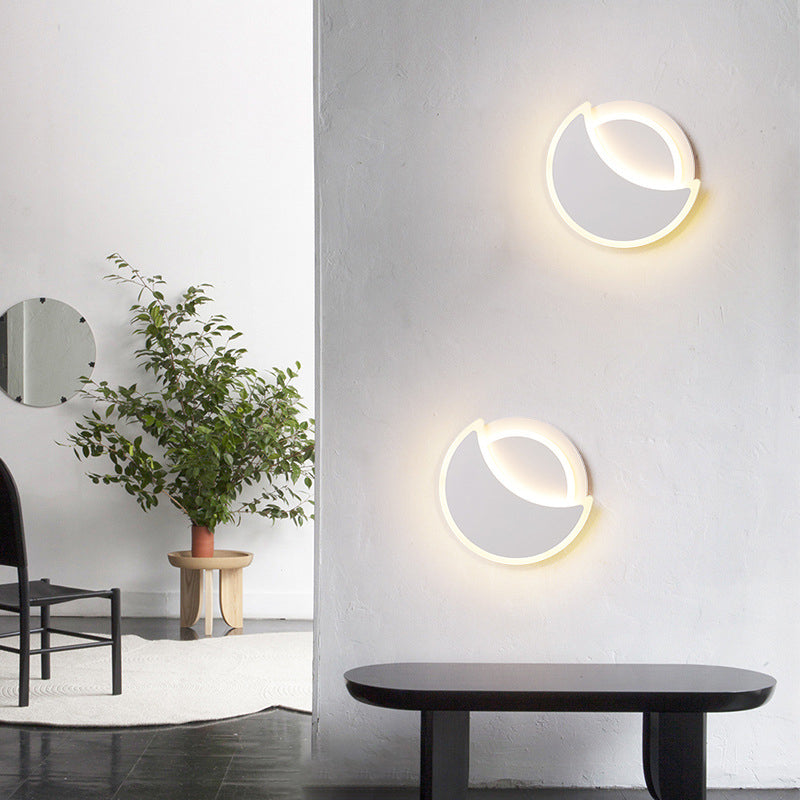 Disk Shape Wall Lamp Modern Style Acrylic 2 Lights Sconce in White / Black
