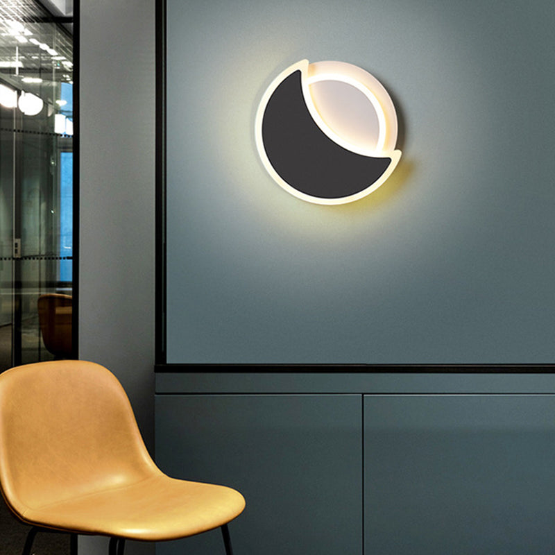 Disk Shape Wall Lamp Modern Style Acrylic 2 Lights Sconce in White / Black