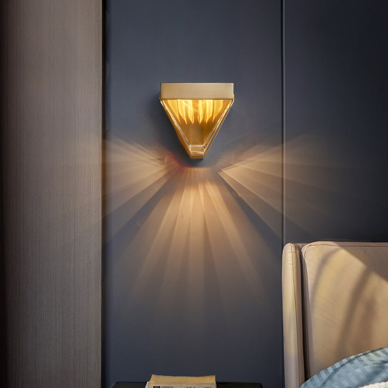 1-Light Geometric Sconce Light Fixture Modern Crystal Wall Lights
