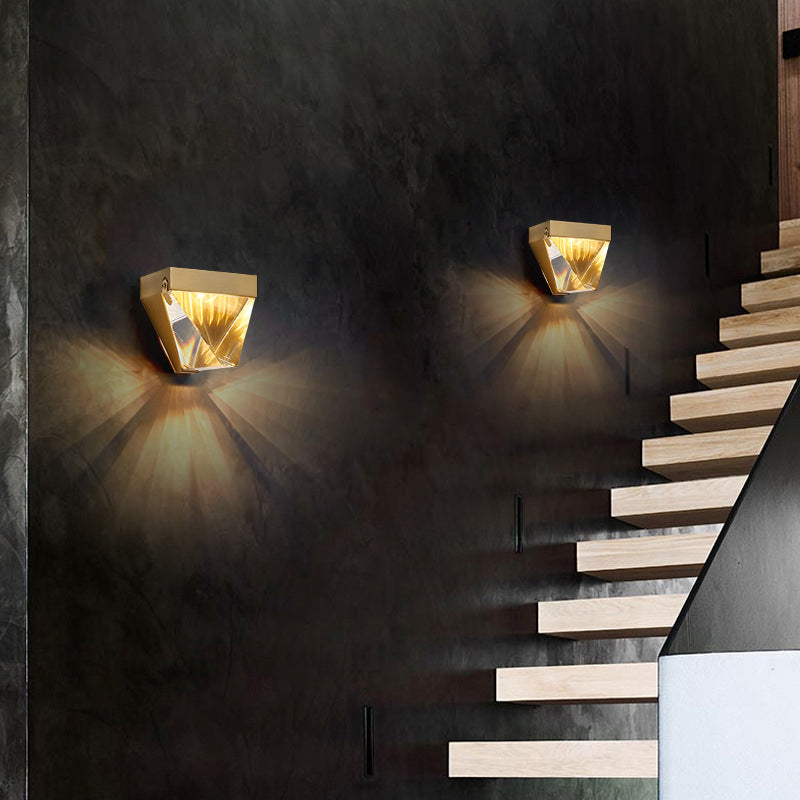 1-Light Geometric Sconce Light Fixture Modern Crystal Wall Lights