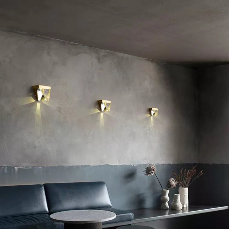 1-Light Geometric Sconce Light Fixture Modern Crystal Wall Lights