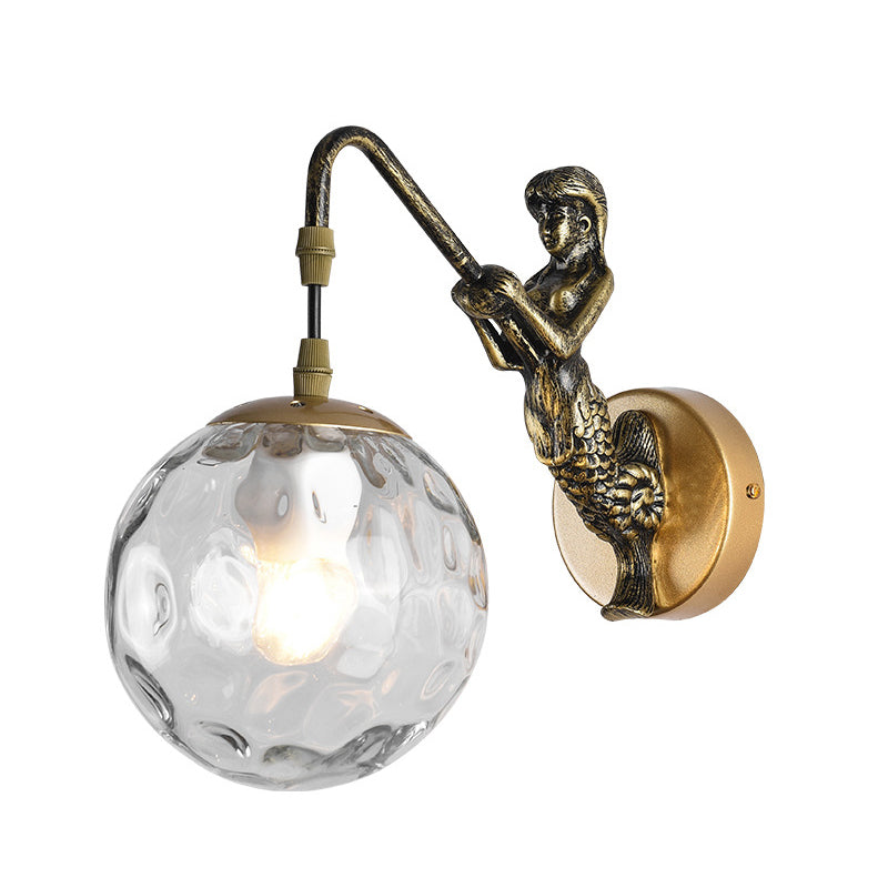 Industrial Style Globe Shape Wall Sconce Glass 1 Light Sconces for Bedroom