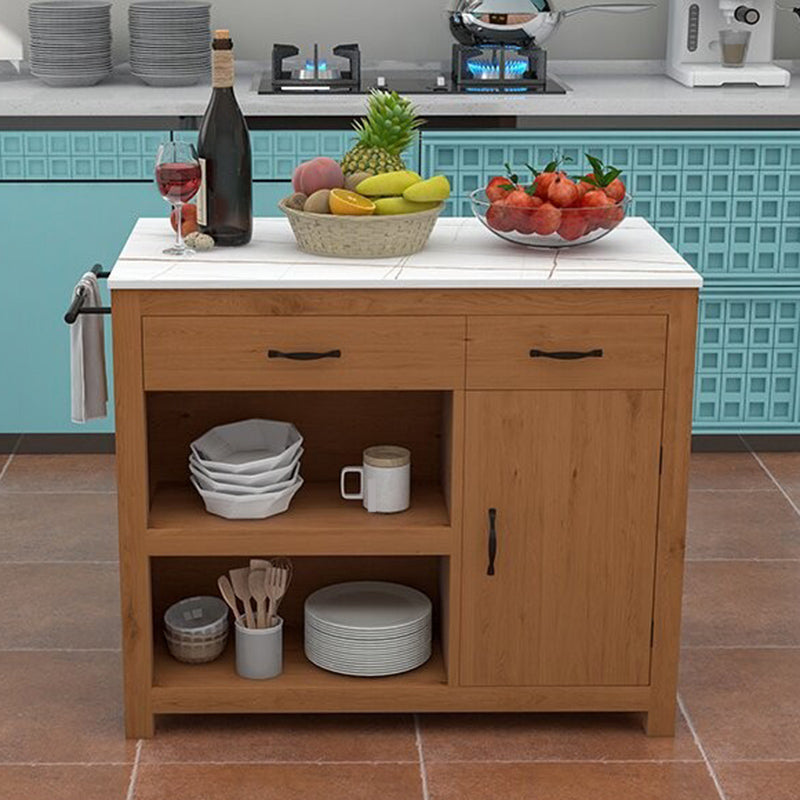 Contemporary Stationary Kitchen Island Set Sintered Stone Kitchen Island Set