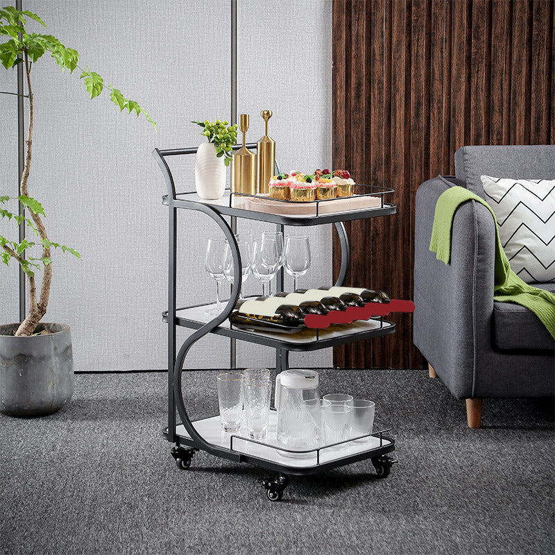 33.46" High Contemporary Prep Table Rolling Metal Prep Table for Home