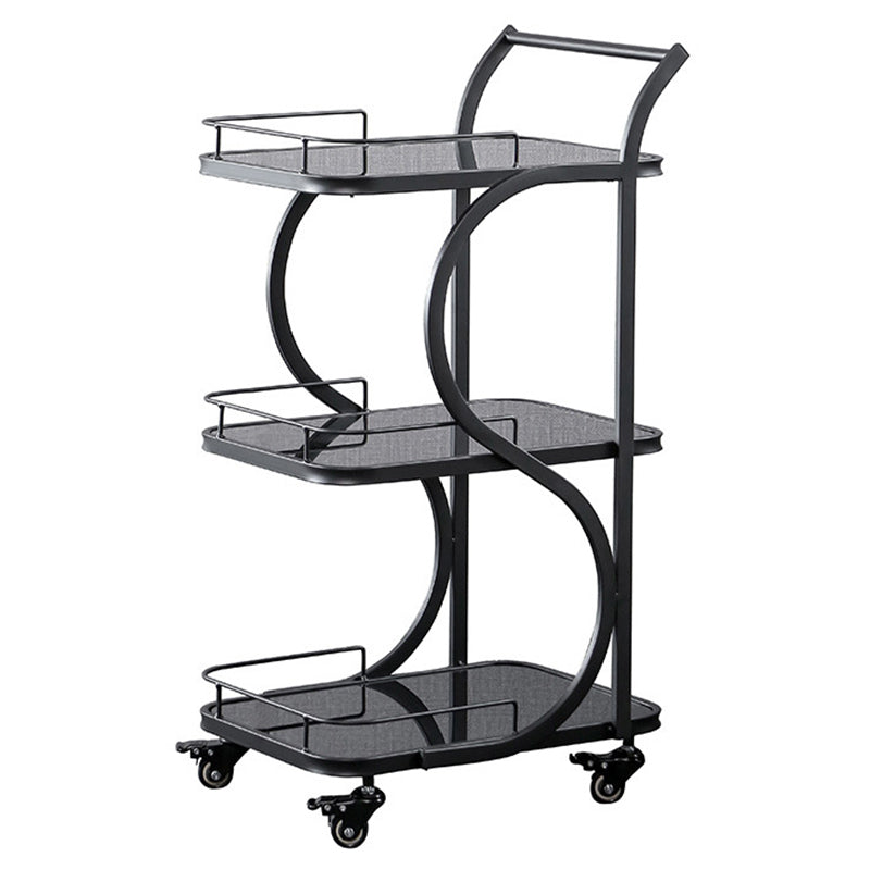 33.46" High Contemporary Prep Table Rolling Metal Prep Table for Home