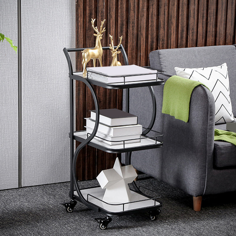 33.46" High Contemporary Prep Table Rolling Metal Prep Table for Home