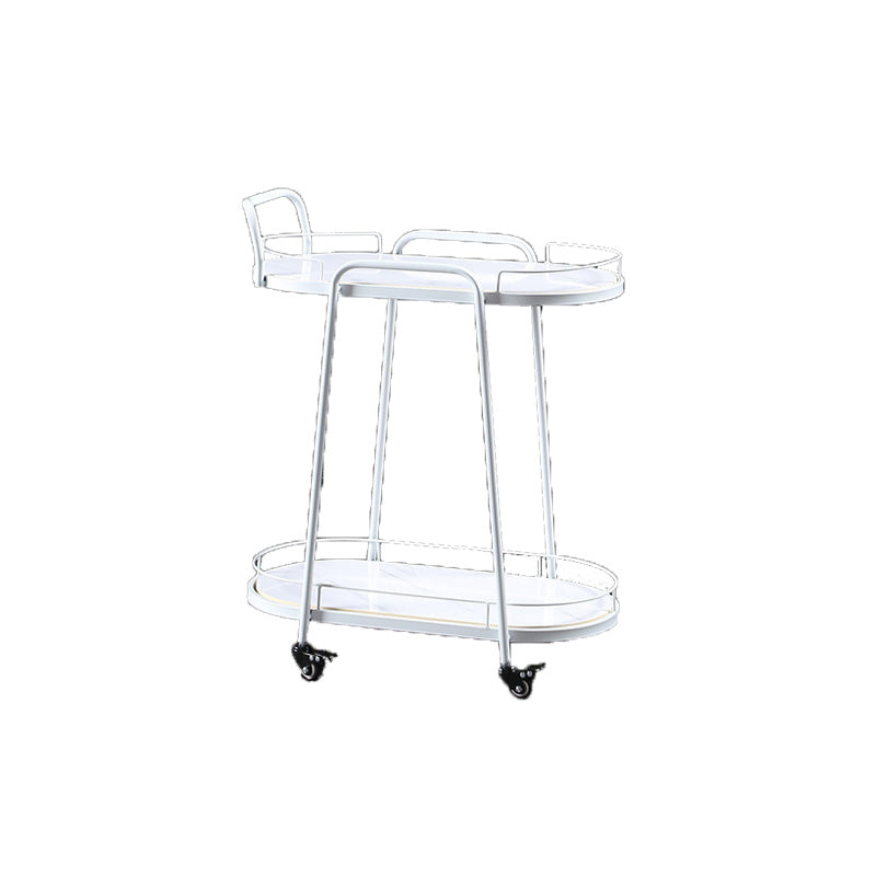 Contemporary Style Oval Prep Table Rolling Metal Prep Table for Kitchen