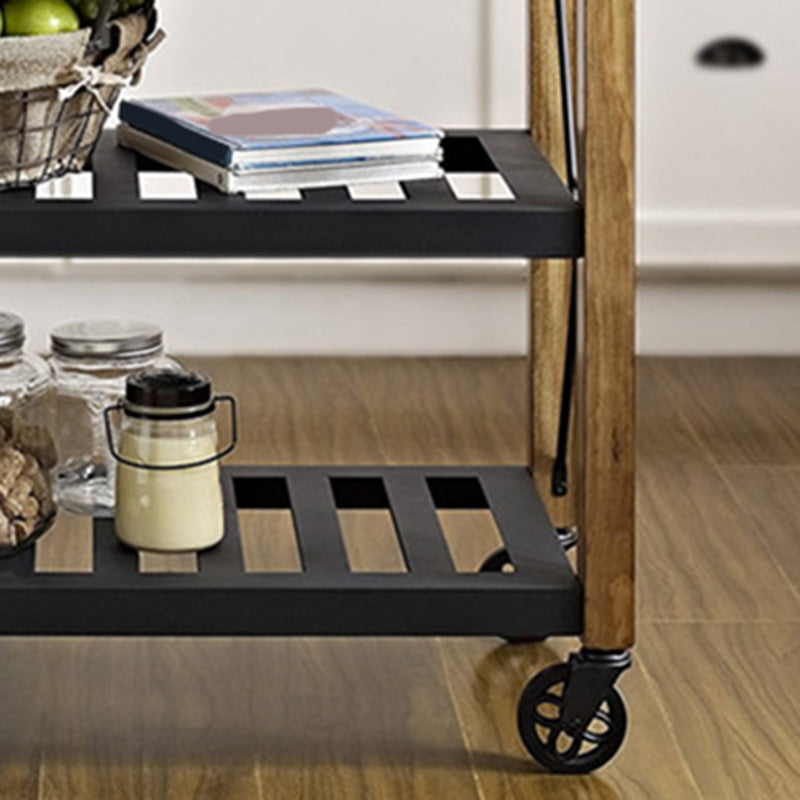 Modern Style Rolling Kitchen Cart Solid Wood Kitchen Island Cart with Drawer