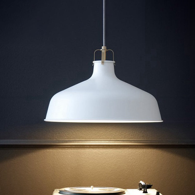 8.5"/13" Wide 1 Head Ceiling Pendant with Dome Shade Metallic Minimalism Living Room Pendant Ceiling Light in Black/White