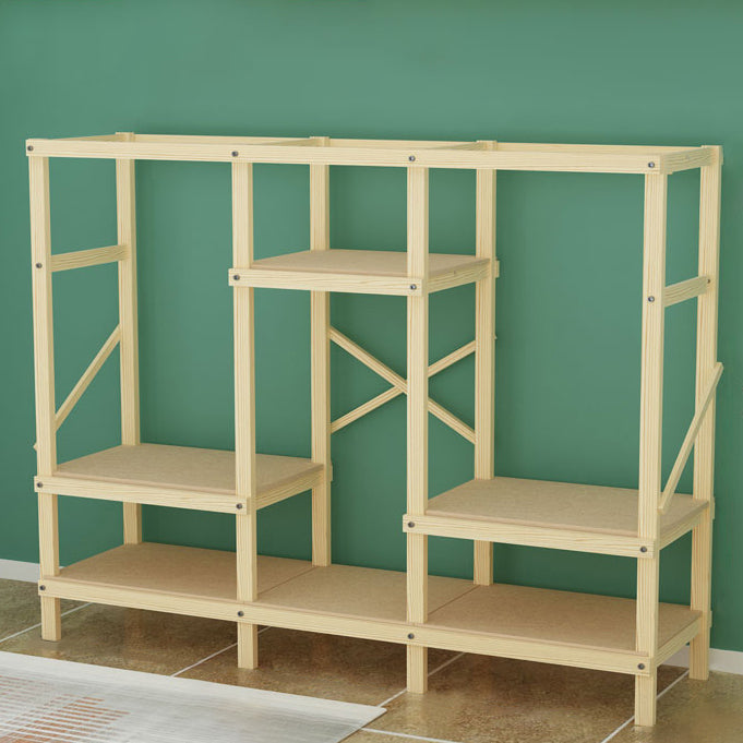 Contemporary Style Wardrobe Pine Solid Wood 1-Door Wardrobe Closet for Bedroom