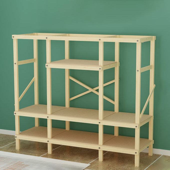 Contemporary Style Wardrobe Pine Solid Wood 1-Door Wardrobe Closet for Bedroom