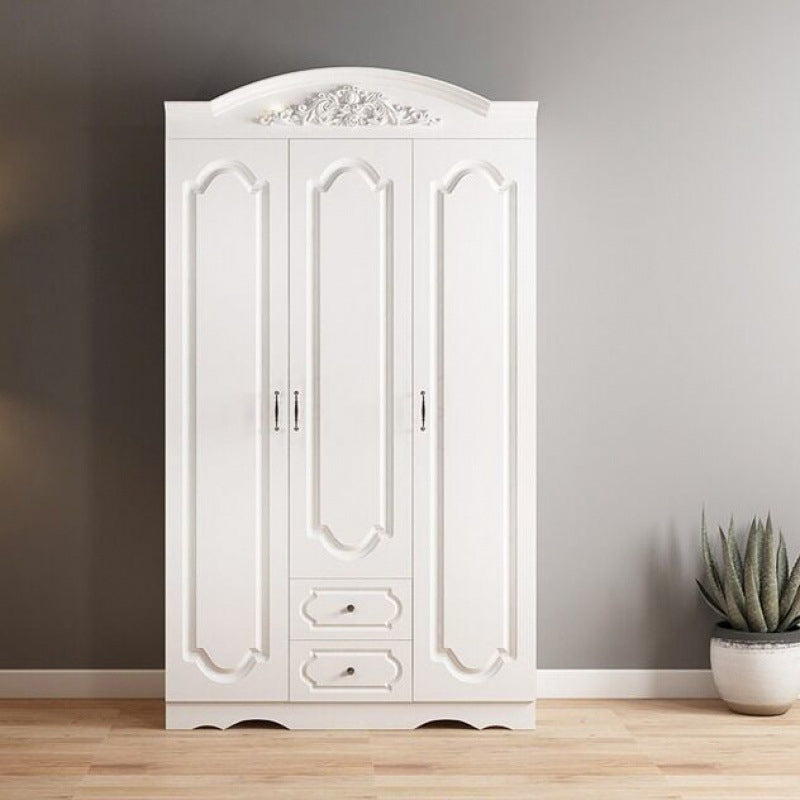 Engineered Wood Cabinet with 2 Drawers French Country White Wardrobe for Home