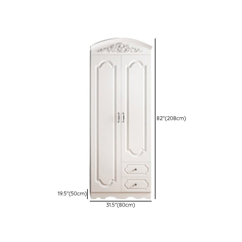 Engineered Wood Cabinet with 2 Drawers French Country White Wardrobe for Home