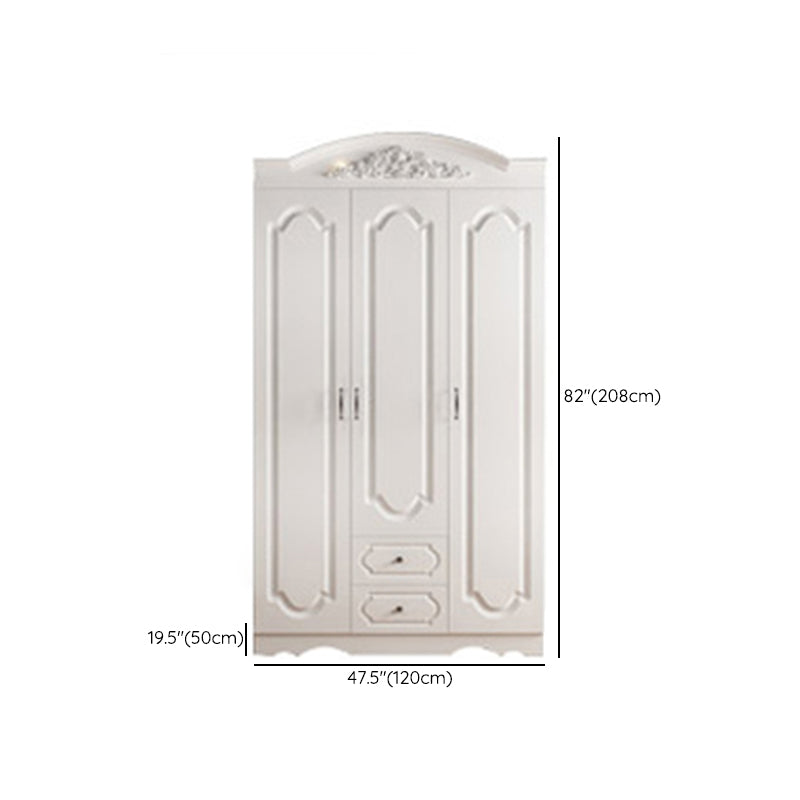Engineered Wood Cabinet with 2 Drawers French Country White Wardrobe for Home