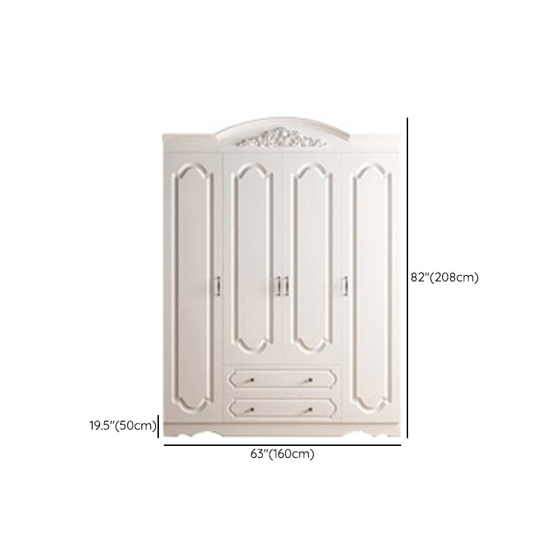 Engineered Wood Cabinet with 2 Drawers French Country White Wardrobe for Home