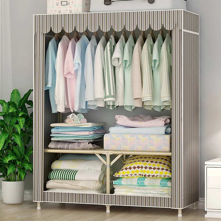 Contemporary Style Steel Wardrobe Cloth Rod Included Wardrobe Closet with Legs