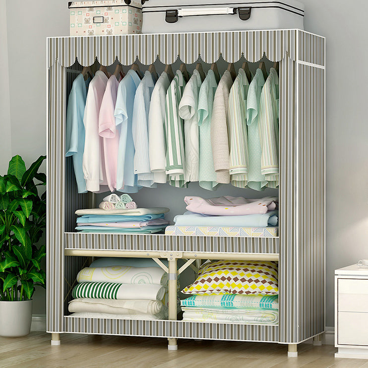 Contemporary Style Steel Wardrobe Cloth Rod Included Wardrobe Closet with Legs