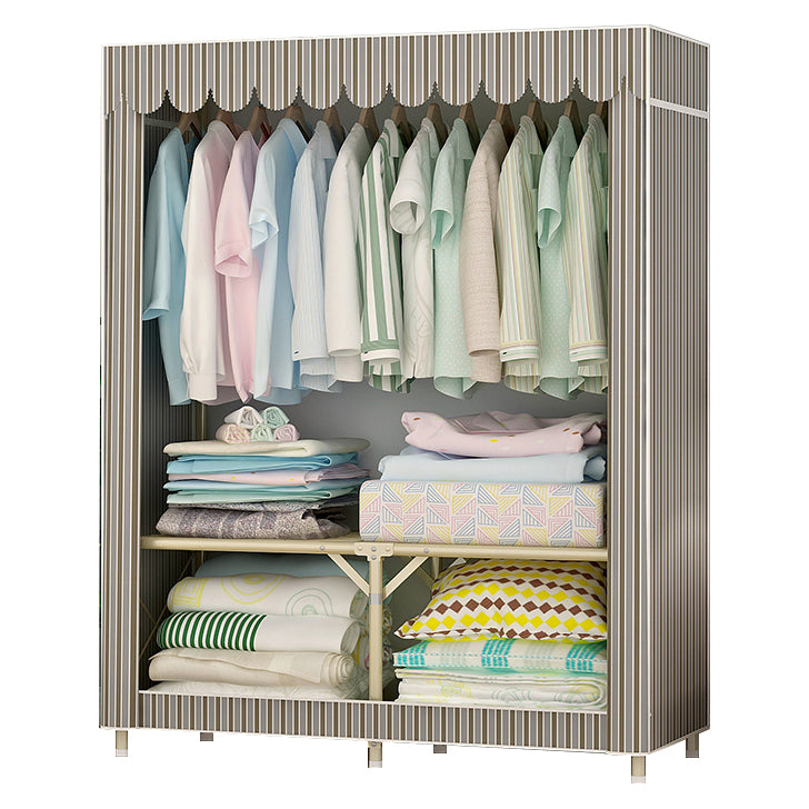 Contemporary Style Steel Wardrobe Cloth Rod Included Wardrobe Closet with Legs