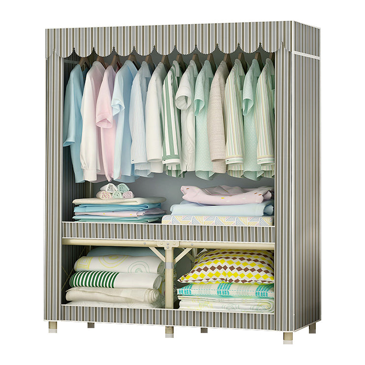 Contemporary Style Steel Wardrobe Cloth Rod Included Wardrobe Closet with Legs