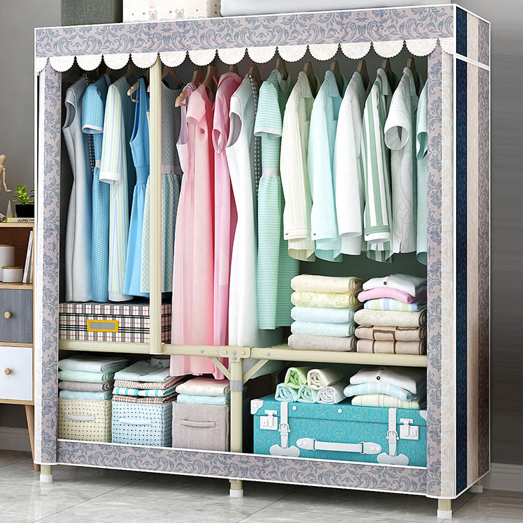 Contemporary Style Steel Wardrobe Cloth Rod Included Wardrobe Closet with Legs
