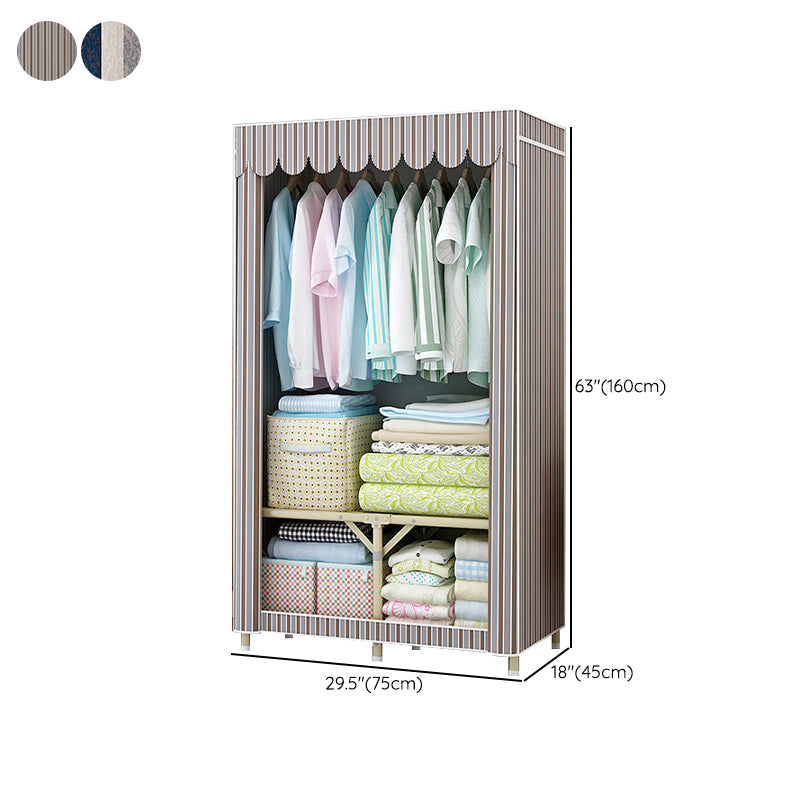 Contemporary Style Steel Wardrobe Cloth Rod Included Wardrobe Closet with Legs