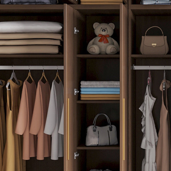 Brown Engineered Wood Wardrobe Closet Modern Wardrobe Armoire