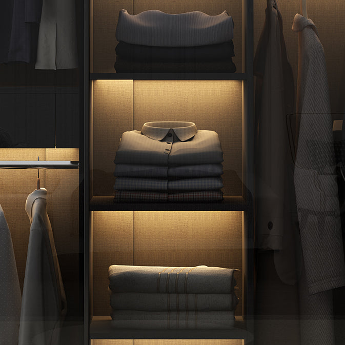 Contemporary Style Glass Wardrobe Cloth Rod Included Wardrobe Closet for Home
