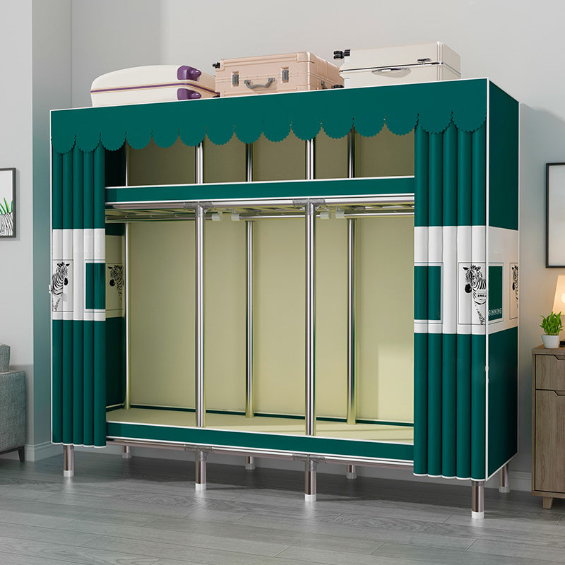 Contemporary Wardrobe Armoire with Shelves Steel Wardrobe Closet