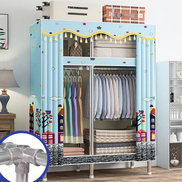 Contemporary Wardrobe Armoire with Shelves Steel Wardrobe Closet