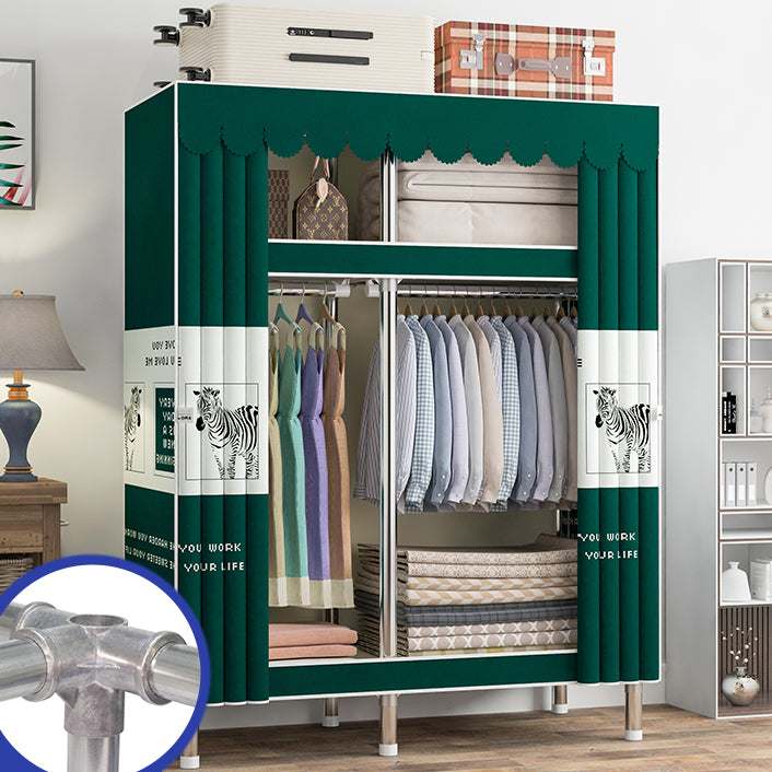 Contemporary Wardrobe Armoire with Shelves Steel Wardrobe Closet