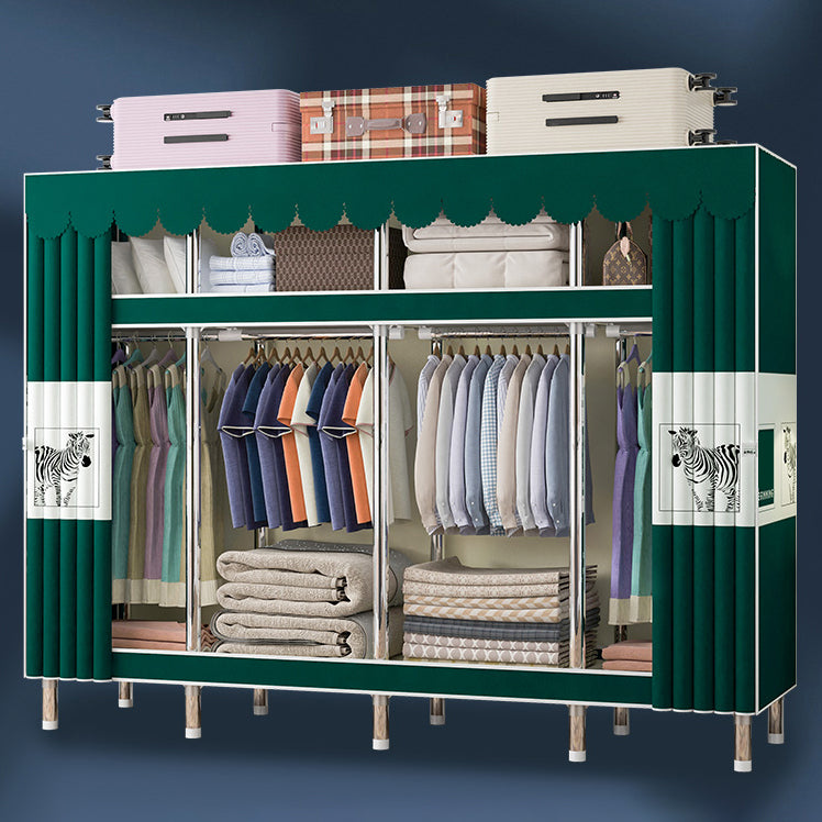 Contemporary Wardrobe Armoire with Shelves Steel Wardrobe Closet