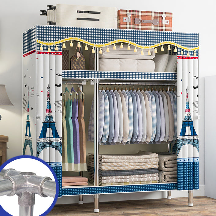 Contemporary Wardrobe Armoire with Shelves Steel Wardrobe Closet