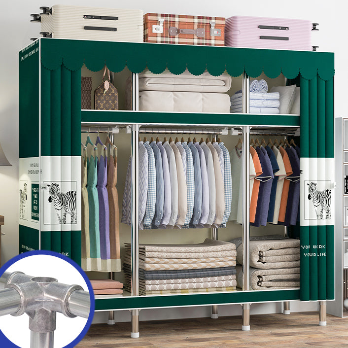 Contemporary Wardrobe Armoire with Shelves Steel Wardrobe Closet