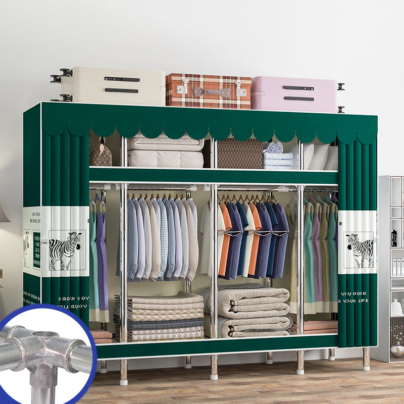 Contemporary Wardrobe Armoire with Shelves Steel Wardrobe Closet