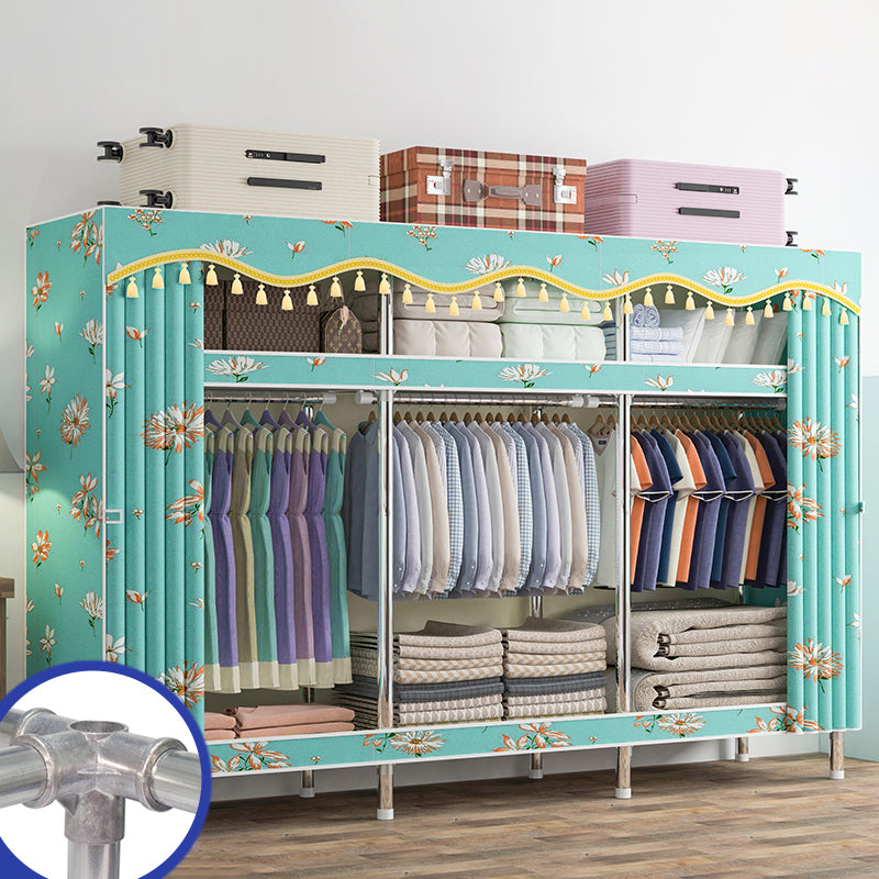 Contemporary Wardrobe Armoire with Shelves Steel Wardrobe Closet